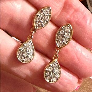 Swan Signed Swarovski Teardrop Earrings